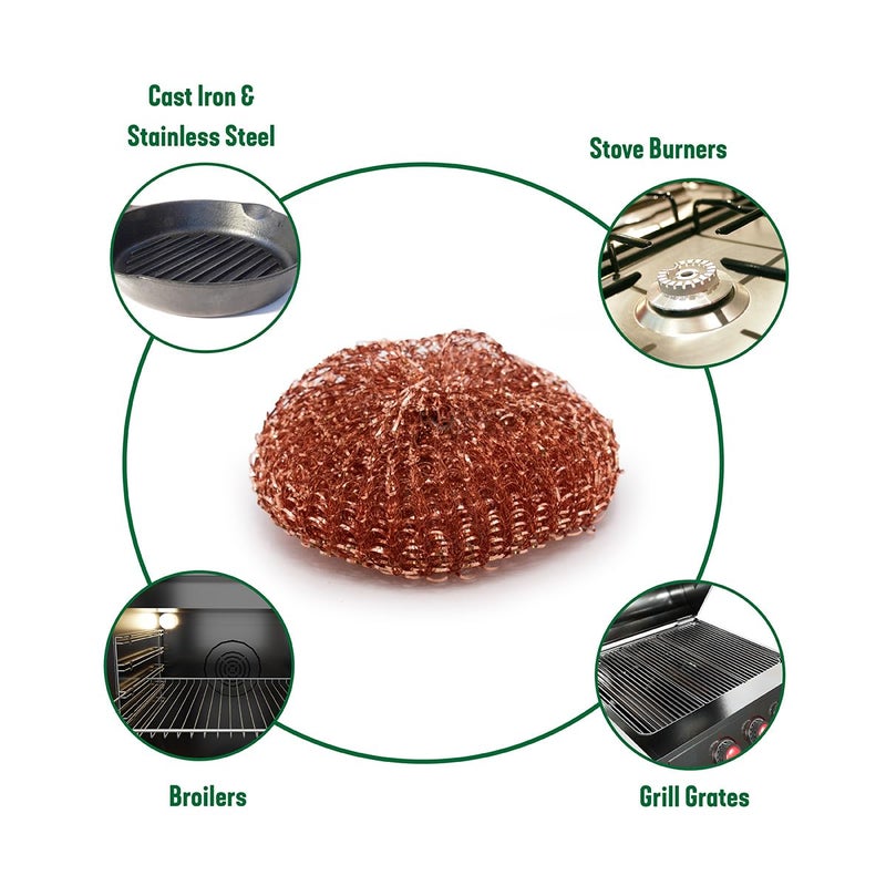 Pine Sol Pine-Sol Heavy-Duty Copper Coated Scrubbers - Premium Scrub Sponges for Cast Iron Pans, Stainless Steel Cookware, Oven Racks, and Grills, 4 Pack - Image 3